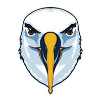ilustração vetorial de rosto de pássaro albatros fofo em estilo decorativo, perfeito para design de camiseta infantil e logotipo de mascote vetor