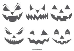 Caras de abóbora assustador e fofo de Halloween vetor