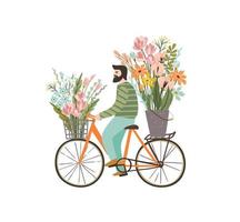 ilustração romântica com homem bonito e flores. amor, história de amor, relacionamento. conceito de design vetorial para dia dos namorados e outros usos. vetor