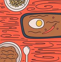 fundo com comida de cozinha japonesa ou chinesa. ilustração vetorial em estilo simples vetor