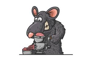logotipo de ilustração de moedor de carne de rato, vetor de ratos, moedor de ratos