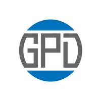 design do logotipo da carta gpd em fundo branco. conceito de logotipo de círculo de iniciais criativas gpd. design de letras gpd. vetor