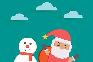 vetor de fundo do dia de natal ou inverno com papai noel e boneco de neve para a venda do dia de natal decorar festival promoção de compras online cartaz ou cartão postal. ilustração padrão sem emenda.