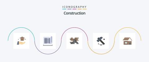 pacote de ícones de 5 planos de construção, incluindo . construção. tijolos. construir. ferramenta vetor