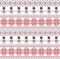 Natal de malha e padrão de ano novo em bonecos de neve. design de suéter de tricô de lã. impressão têxtil de papel de embrulho de papel de parede. eps 10 vetor