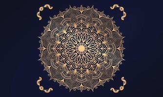 design de fundo de mandala de luxo com estilo oriental islâmico árabe de padrão arabesco dourado. projeto de mandala decorativa para impressão, cartaz, capa, folheto, panfleto, banner. vetor