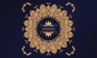 design de fundo de mandala de luxo com estilo oriental islâmico árabe de padrão arabesco dourado. projeto de mandala decorativa para impressão, cartaz, capa, folheto, panfleto, banner. vetor