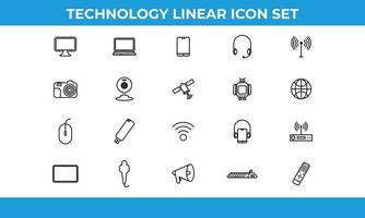 tecnologia linear e ícones multimídia. elementos de design para aplicativos móveis e web. vetor