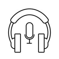 ícone on-line de fones de ouvido vetor de contorno isolado no fundo branco.