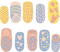 ilustração de coleção de nail art vetor