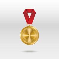 vetor de medalha de ouro. distintivo dourado de 1º lugar. prêmio de desafio dourado do jogo esportivo. ilustração vetorial