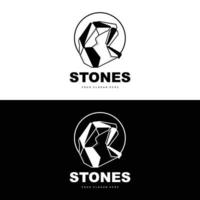 logotipo de pedra, pedra vetorial moderna com estilo de linha de geometria, design para decoração estética, produto moderno de marca, linha de geometria estética abstrata de ícone simples vetor