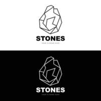 logotipo de pedra, pedra vetorial moderna com estilo de linha de geometria, design para decoração estética, produto moderno de marca, linha de geometria estética abstrata de ícone simples vetor