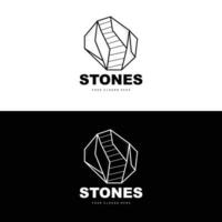 logotipo de pedra, pedra vetorial moderna com estilo de linha de geometria, design para decoração estética, produto moderno de marca, linha de geometria estética abstrata de ícone simples vetor