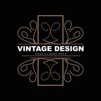 design vintage retrô, logotipo de ornamento vetorial minimalista luxuoso, com estilo mandala e batik, ilustração de marca de produto, convite, banner, moda vetor