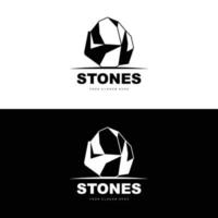 logotipo de pedra, pedra vetorial moderna com estilo de linha de geometria, design para decoração estética, produto moderno de marca, linha de geometria estética abstrata de ícone simples vetor