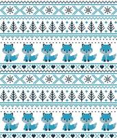 pixel de padrão de natal de ano novo com ilustração vetorial de raposas vetor