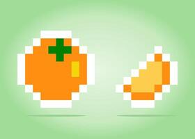 pixel de 8 bits de laranja. frutas cítricas para ativos de jogos e padrões de ponto cruz em ilustrações vetoriais. vetor