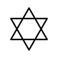 shatkona, satkona, estrela de seis pontas, estrela de david judaica, crista kagome, hexagrama ou ícone do sexagrama no design de estilo de linha isolado no fundo branco. curso editável. vetor