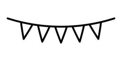linha de guirlanda de papel triangular, ícone de bandeiras de papel pendurado no design de estilo de linha isolado no fundo branco. curso editável. vetor