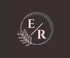 er letras iniciais modelo de logotipos de monograma de casamento, modelos modernos minimalistas e florais desenhados à mão para cartões de convite, salve a data, identidade elegante. vetor