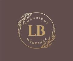 lb letras iniciais modelo de logotipos de monograma de casamento, modelos modernos minimalistas e florais desenhados à mão para cartões de convite, salve a data, identidade elegante. vetor