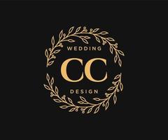 coleção de logotipos de monograma de casamento de letras iniciais cc, modelos modernos minimalistas e florais desenhados à mão para cartões de convite, salve a data, identidade elegante para restaurante, boutique, café em vetor