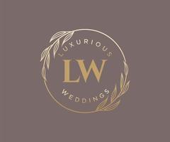 lw letras iniciais modelo de logotipos de monograma de casamento, modelos modernos minimalistas e florais desenhados à mão para cartões de convite, salve a data, identidade elegante. vetor