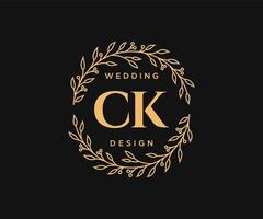coleção de logotipos de monograma de casamento de carta inicial ck, modelos modernos minimalistas e florais desenhados à mão para cartões de convite, salve a data, identidade elegante para restaurante, boutique, café em vetor