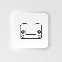 retrô, arcade, ícone de vetor de estilo neumórfico de console de jogos. estilo neumorfismo. retrô, ícone de vetor de estilo neumórfico de console de jogos arcade. estilo de neumorfismo em fundo branco.