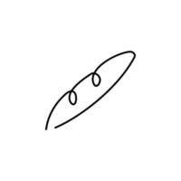 baguete francesa, pão. logotipo preto uma linha. estoque mão desenhada ilustração vetorial preto isolado no fundo branco. vetor