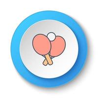 botão redondo para o ícone da web. pingue-pongue, raquete, tênis de mesa. banner de botão redondo, interface de crachá para ilustração de aplicativo em fundo branco vetor
