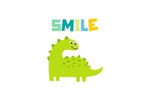 vetor um dinossauro bebê fofo com uma expressão de sorriso fofo