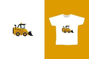 cartoon de escavadeira plana printvector para impressão ou ilustração de design de conceito de camiseta vetor
