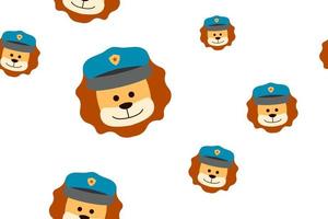 padrão vetorial uma ilustração de design de conceito de desenho animado policial de leão fofo vetor