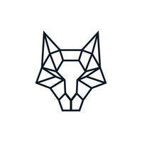 logotipo de lobo com arte de linha vetor