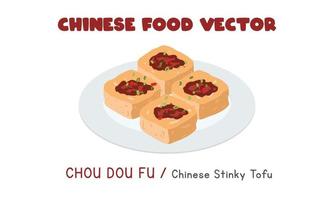 chinês chou dou fu - ilustração de design de vetor plano de tofu fedorento chinês, estilo de desenho animado de clipart. comida asiática. cozinha chinesa. comida chinesa