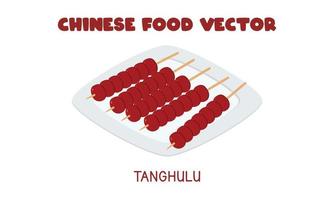 ilustração de design de vetor plano de frutas revestidas com açúcar tanghulu chinês, desenhos animados de clipart. estilo de comida asiática. cozinha chinesa. comida chinesa