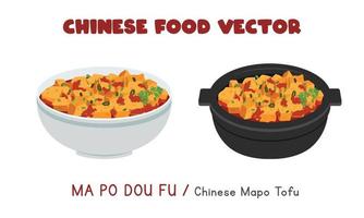 chinês ma po dou fu - ilustração de design de vetor plano mapo tofu chinês, estilo de desenho animado de clipart. comida asiática. cozinha chinesa. comida chinesa