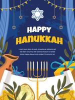 feliz cartaz de hanukkah vetor