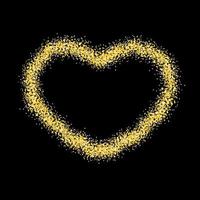 moldura em forma de coração feita de confete cintilante em fundo preto. modelo de cartão de dia dos namorados vetor