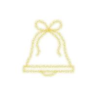 decoração de sino dourado de natal de glitter dourado brilhando em fundo branco transparente. sino de brilho vetorial brilhante para modelo de design de natal ou ano novo vetor