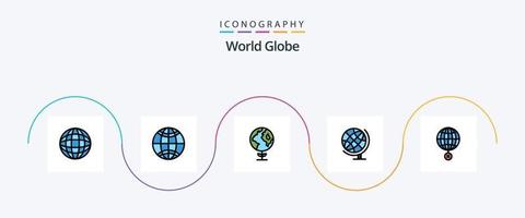 linha globo cheia de pacote de ícones planos 5 incluindo . Internet. globo. globo. terra vetor