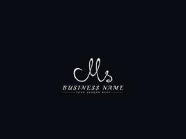 logotipo feminino ms, novo design de logotipo de carta de assinatura ms vetor