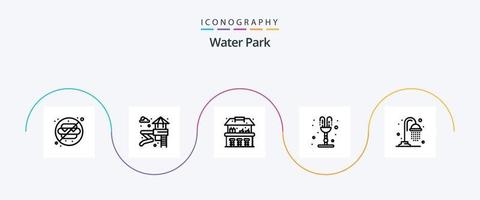 pacote de ícones da linha 5 do parque aquático, incluindo . parque. agua. agua. romance vetor