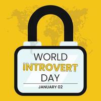 ilustração de cadeado com texto em negrito sobre fundo branco para comemorar o dia mundial dos introvertidos em 2 de janeiro vetor
