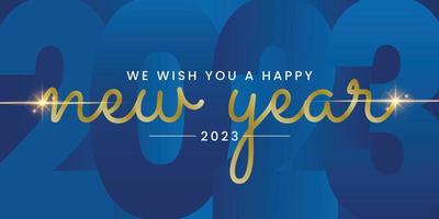 desejamos-lhe feliz ano novo 2021 letras manuscritas tipografia linha design brilho fogos de artifício ouro branco azul ano 2021 fundo