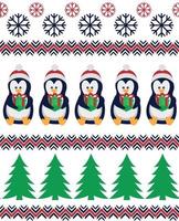 feliz natal sem costura padrão com pinguins, em vetor. vetor