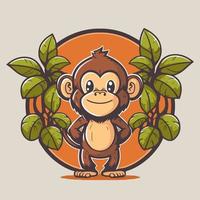 design de mascote de logotipo de personagem de desenho animado de macaco chimpanzé para branding de negócios vetor