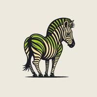 mascote do logotipo do personagem animal zebra na ilustração de cores planas dos desenhos animados vetor